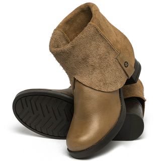 Bota   Cano Curto Salto de 5 cm em Couro Caramelo - Codigo - 141259
