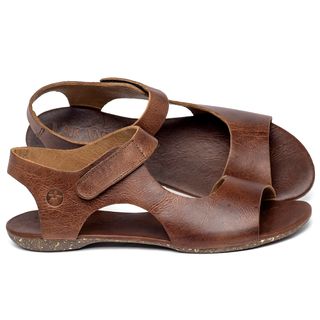 Sandália Rasteira   Flat em Couro Marrom - Codigo - 148026
