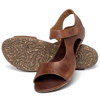 Sandália Rasteira   Flat em Couro Marrom - Codigo - 148026