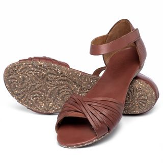 Sandália Rasteira   Flat em Couro Terracota - Codigo - 148028