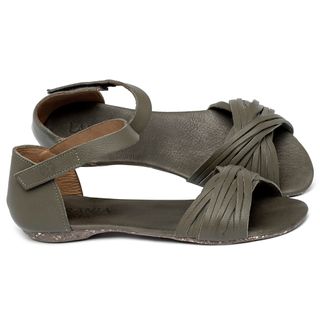Sandália Rasteira   Flat em Couro Musgo - Codigo - 148028
