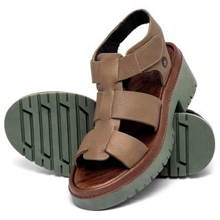 Sandália   Boho Salto de 5 cm em Couro Caramelo - Codigo - 153014