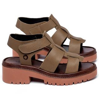 Sandália   Boho Salto de 5 cm em Couro Caramelo - Codigo - 153014