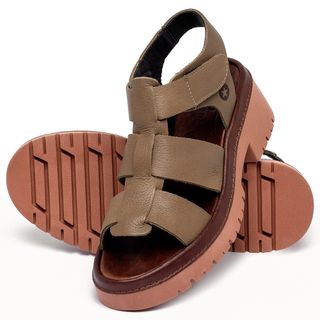 Sandália   Boho Salto de 5 cm em Couro Caramelo - Codigo - 153014