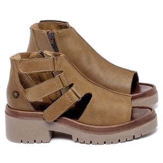 Sandália   Boho Salto de 5 cm em Couro Caramelo - Codigo - 153016