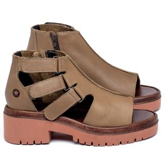 Sandália   Boho Salto de 5 cm em Couro Caramelo - Codigo - 153016