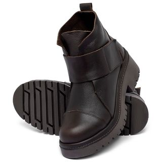 Bota   Cano Curto Salto de 4 cm em Couro Café - Codigo - 153026