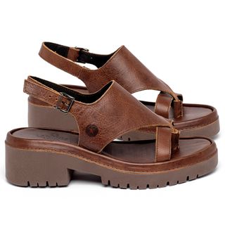 Sandália   Boho Salto de 5 cm em Couro Marrom - Codigo - 153073