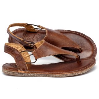 Sandália Rasteira   Flat em Couro Marrom - Codigo - 156062