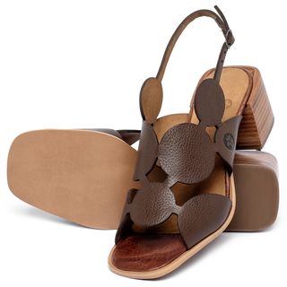 Sandália   Laranja Lima Shoes Classic Salto de 5 cm em Couro Café - Codigo - 157067