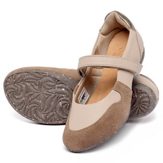 Sapatilha   Bico Redondo em Couro Nude - Codigo - 158033