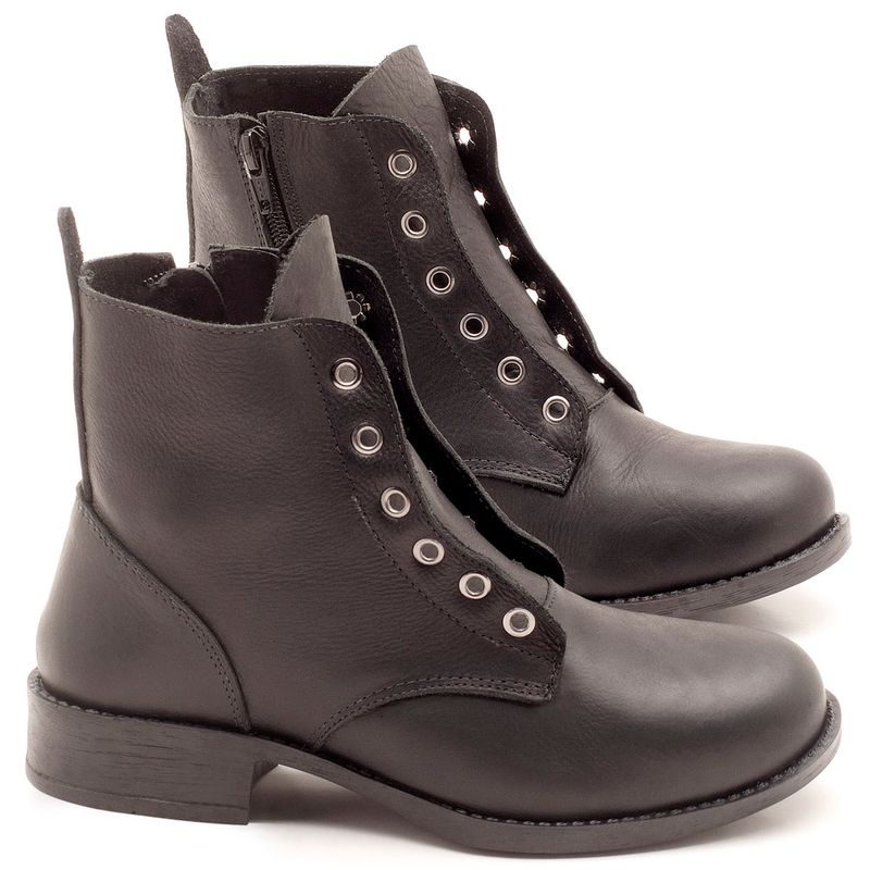 Laranja_Lima_Shoes_Sapatos_Femininos_Bota_Cano_Curto_Salto_de_2_cm_em_Couro_Preto_-_Codigo_-_141069_-