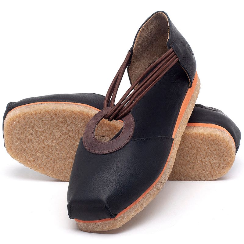 Laranja_Lima_Shoes_Sapatos_Femininos_Sapatilha_Bico_Redondo_em_Couro_Preto_-_Codigo_-_3057_2