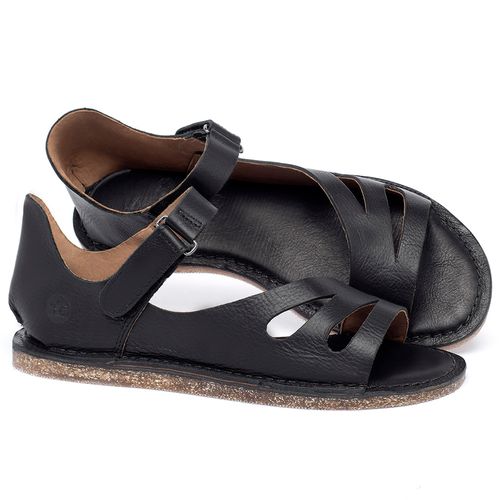 Sandália Rasteira Flat em Couro Preto - Codigo - 141054