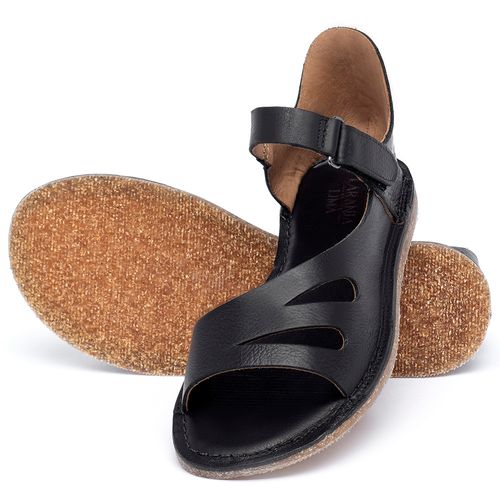Sandália Rasteira Flat em Couro Preto - Codigo - 141054