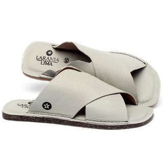 Sandália Rasteira Flat em Couro Off-White - Codigo - 141155