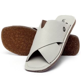 Sandália Rasteira Flat em Couro Off-White - Codigo - 141155