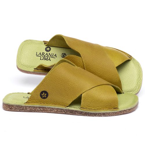 Sandália Rasteira Flat em Couro Amarelo - Codigo - 141155