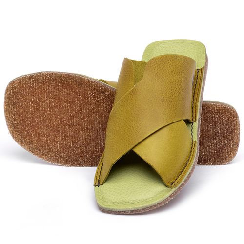 Sandália Rasteira Flat em Couro Amarelo - Codigo - 141155