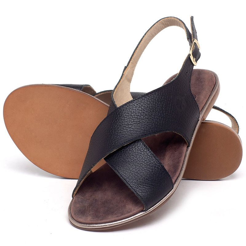 Laranja_Lima_Shoes_Sapatos_Femininos_Sandalia_Rasteira_Flat_em_Couro_Preto_-_Codigo_-_3728_2