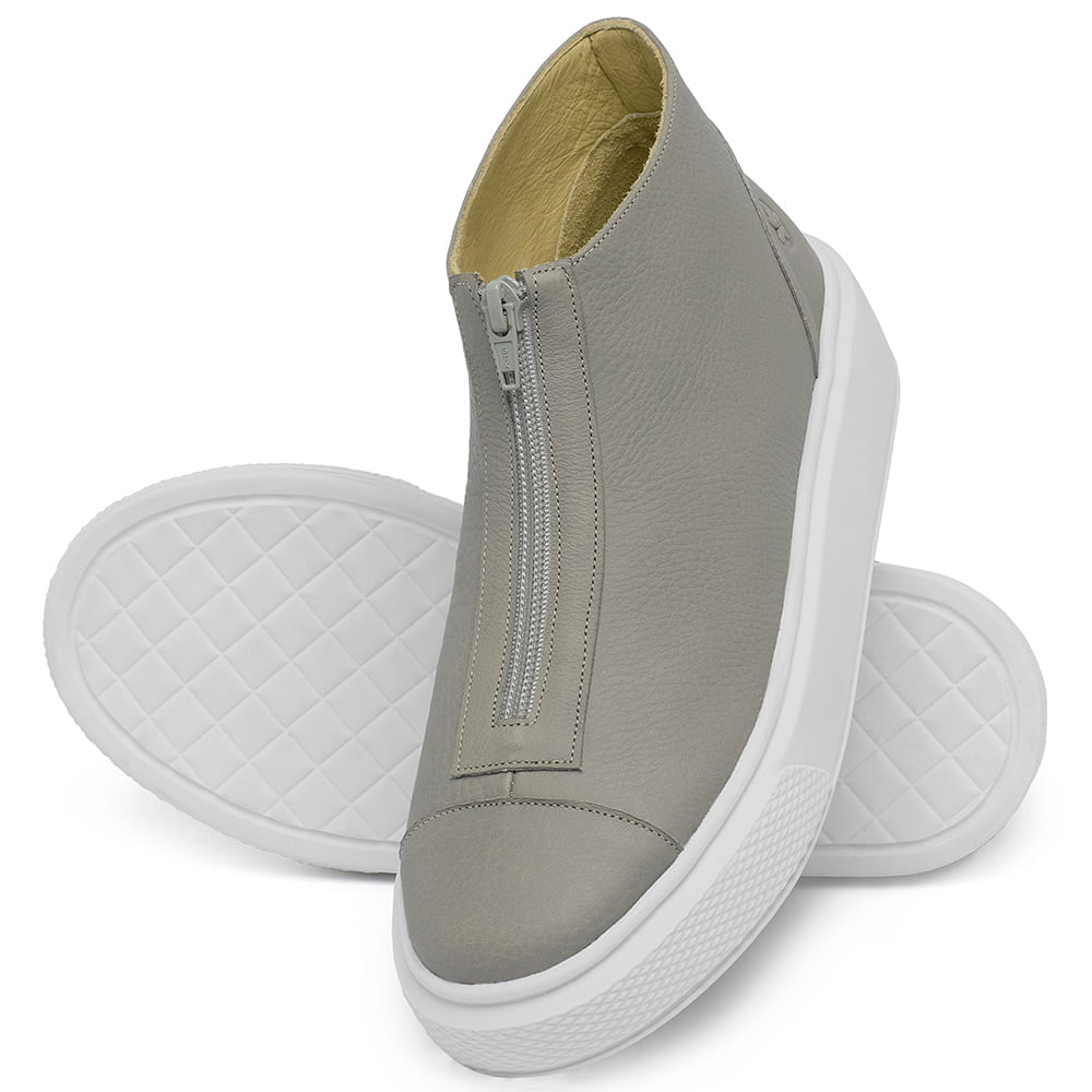 Tenis cano shop alto cinza feminino