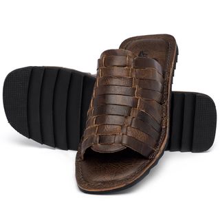 Sandália Rasteira Flat em Couro Marrom - Codigo - 141233