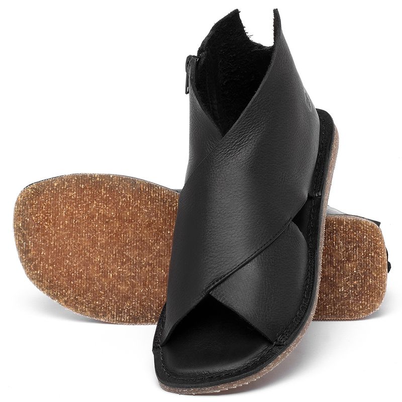 Laranja_Lima_Shoes_Sapatos_Femininos_Sandalia_Rasteira_Flat_em_Couro_Preto_-_Codigo_-_141205_2