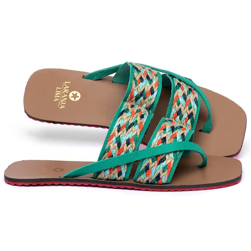 Laranja_Lima_Shoes_Sapatos_Femininos_Sandalia_Rasteira_Flat_em_Couro_Verde_-_Codigo_-_3763_1