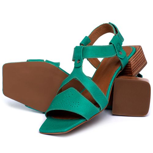 Sandália Laranja Lima Shoes Classic Salto de 4 cm em Couro Verde - Codigo - 3782