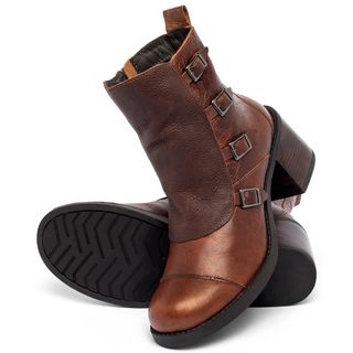 Bota Cano Médio Salto de 6 cm em Couro Marrom - Codigo - 141242