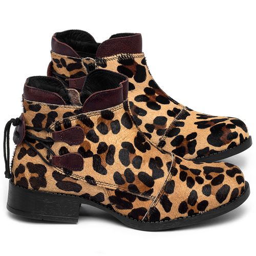 Bota Cano Curto em Couro Animal Print - Codigo - 141193