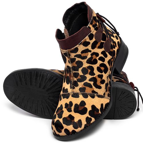 Bota Cano Curto em Couro Animal Print - Codigo - 141193