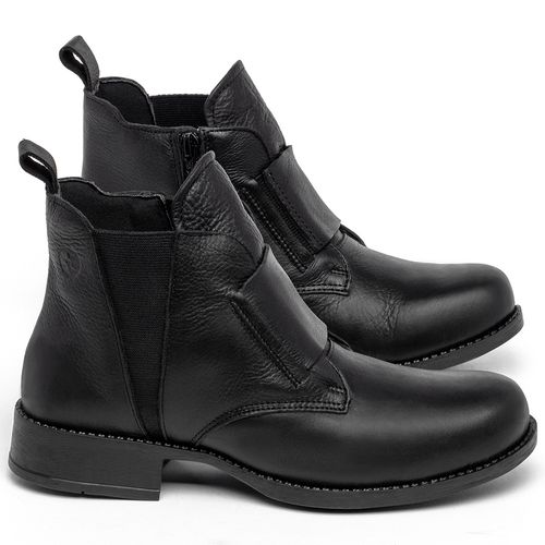 Bota Cano Curto em Couro Preto - Codigo - 141120
