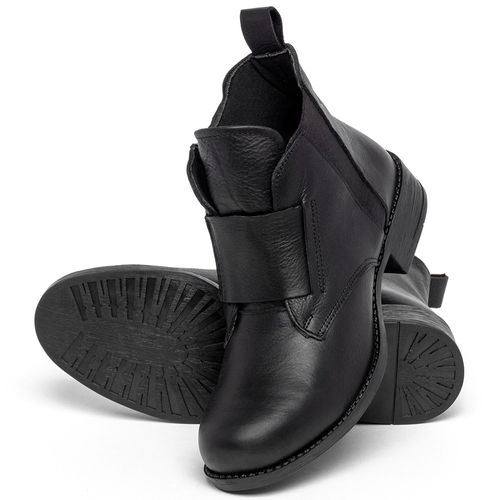 Bota Cano Curto em Couro Preto - Codigo - 141120