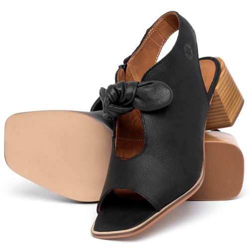 Sandália Laranja Lima Shoes Classic Salto de 5 cm em Couro Preto - Codigo - 9538