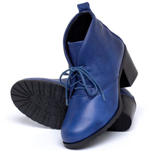 Bota Cano Curto Salto de 6 cm em Couro Azul - Codigo - 137261