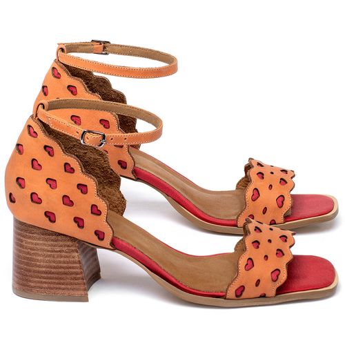Sandália Laranja Lima Shoes Classic Salto de 6 cm em Couro Bicolor - Codigo - 3798