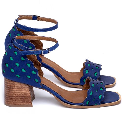 Sandália Laranja Lima Shoes Classic Salto de 6 cm em Couro Azul - Codigo - 3798
