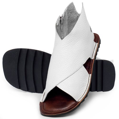 Sandália Rasteira Flat em Couro Off-White - Codigo - 141269
