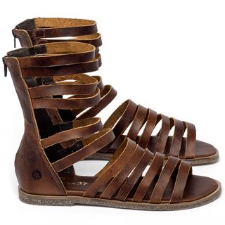 Sandália Rasteira Flat em Couro Marrom - Codigo - 137374