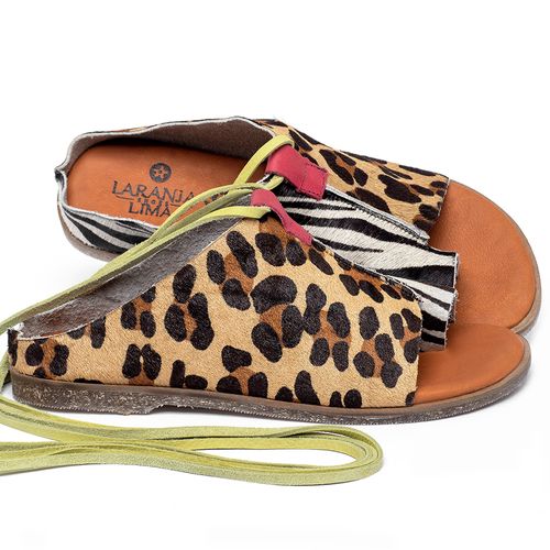 Sandália Rasteira Flat em Couro Animal Print - Codigo - 137406