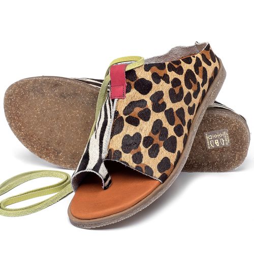 Sandália Rasteira Flat em Couro Animal Print - Codigo - 137406