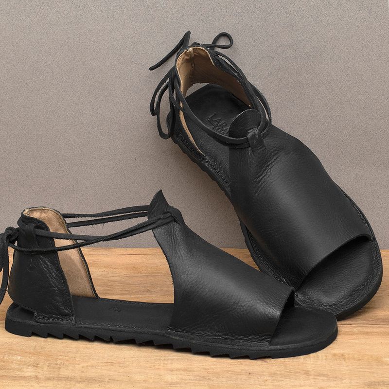 Laranja_Lima_Shoes_Sapatos_Femininos_Sandalia_Rasteira_Flat_em_Couro_Preto_-_Codigo_-_141293_3