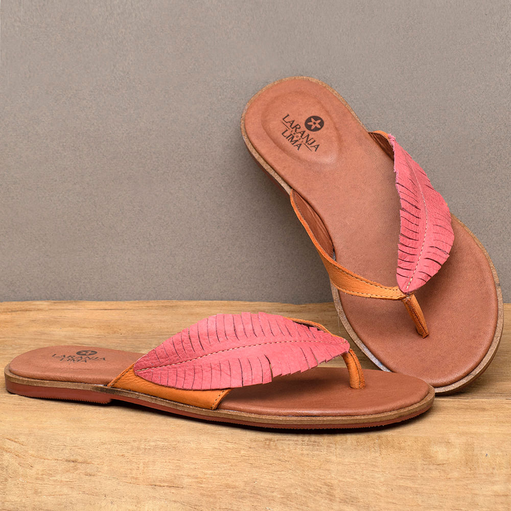 Sand lia Rasteira Flat em Couro Bicolor Codigo 154003