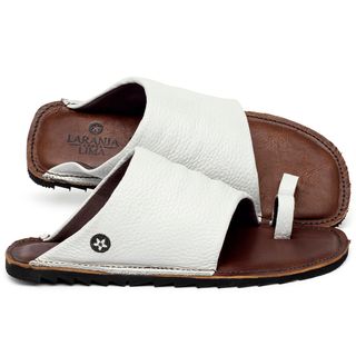 Sandália Rasteira Flat em Couro Off-White - Codigo - 141277