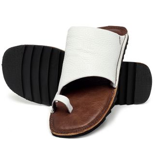 Sandália Rasteira Flat em Couro Off-White - Codigo - 141277