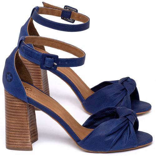 Sandália Laranja Lima Shoes Classic Salto de 8 cm em Couro Azul - Codigo - 3795