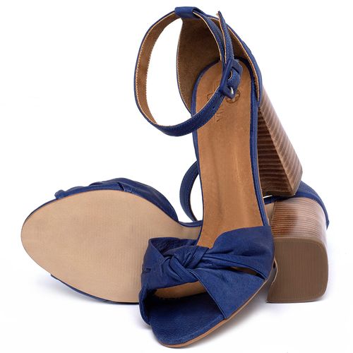 Sandália Laranja Lima Shoes Classic Salto de 8 cm em Couro Azul - Codigo - 3795