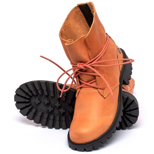 Bota Cano Curto Salto de 2 cm em Couro Laranja - Codigo - 137031