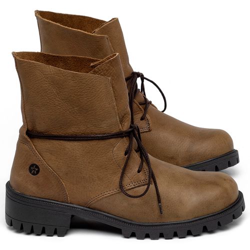 Bota Cano Curto Salto de 2 cm em Couro Caramelo - Codigo - 137031